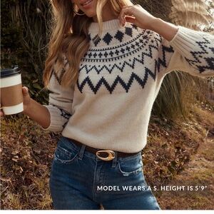 Vici Cream and Black Geometric Sweater